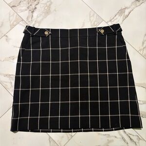 LOFT Black and White Grid Mini Skirt